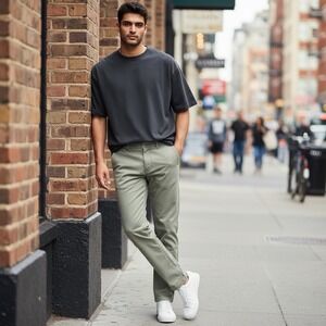 Faherty Pants Men Green Stretch 5 Pocket Chino Trousers Casual 33T Tag 34 Actual